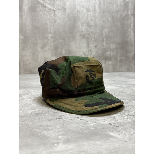 Vintage US Military USMC Graphic Woodland Camo Army Hat