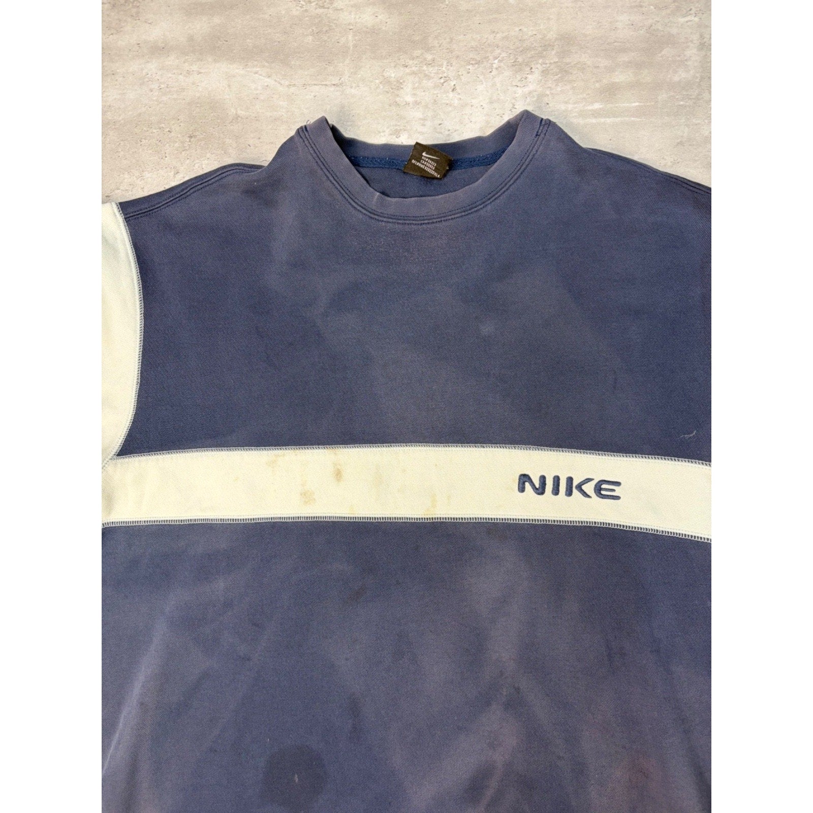 Vintage Nike Embroidered Tech Spellout Striped Crewneck Sweatshirt Size Large