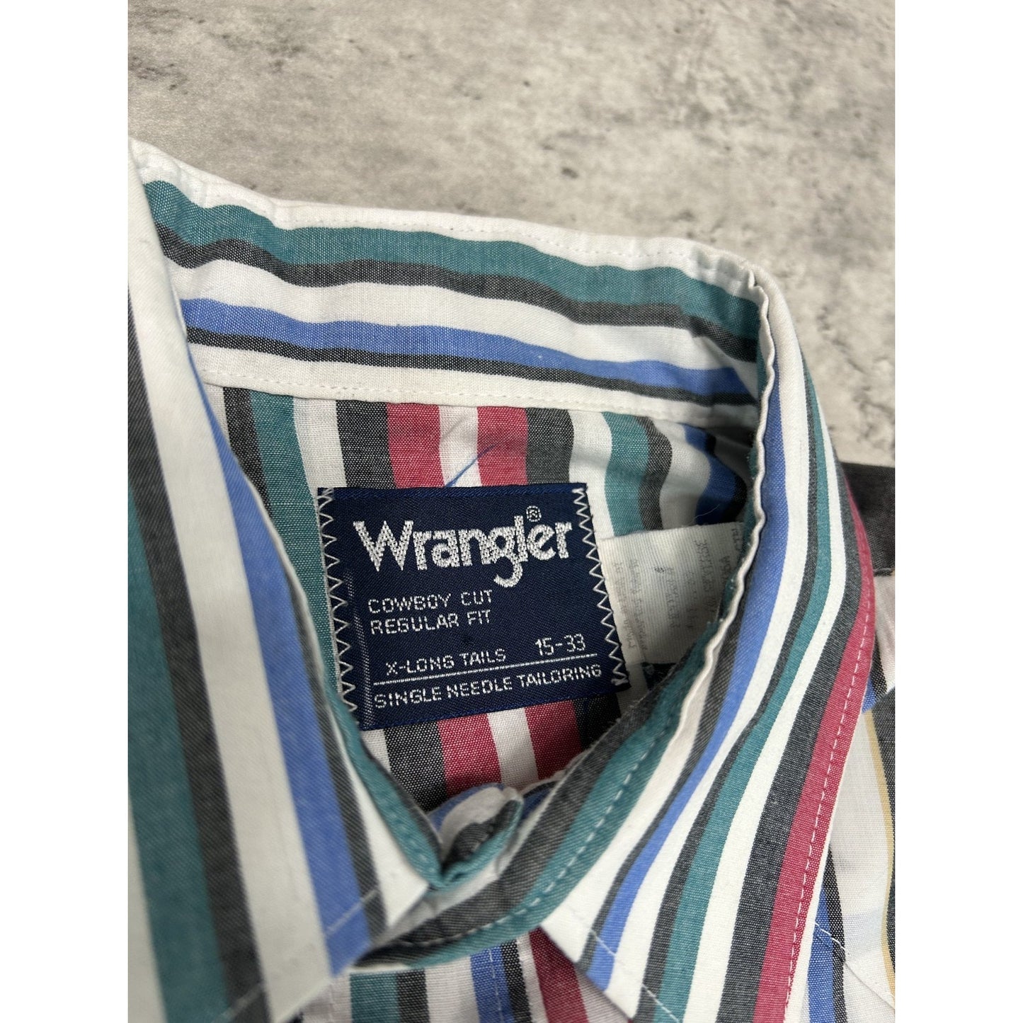 Vintage 80s Wrangler Pearl Snap Striped Long Sleeve Button Up Shirt Size Large