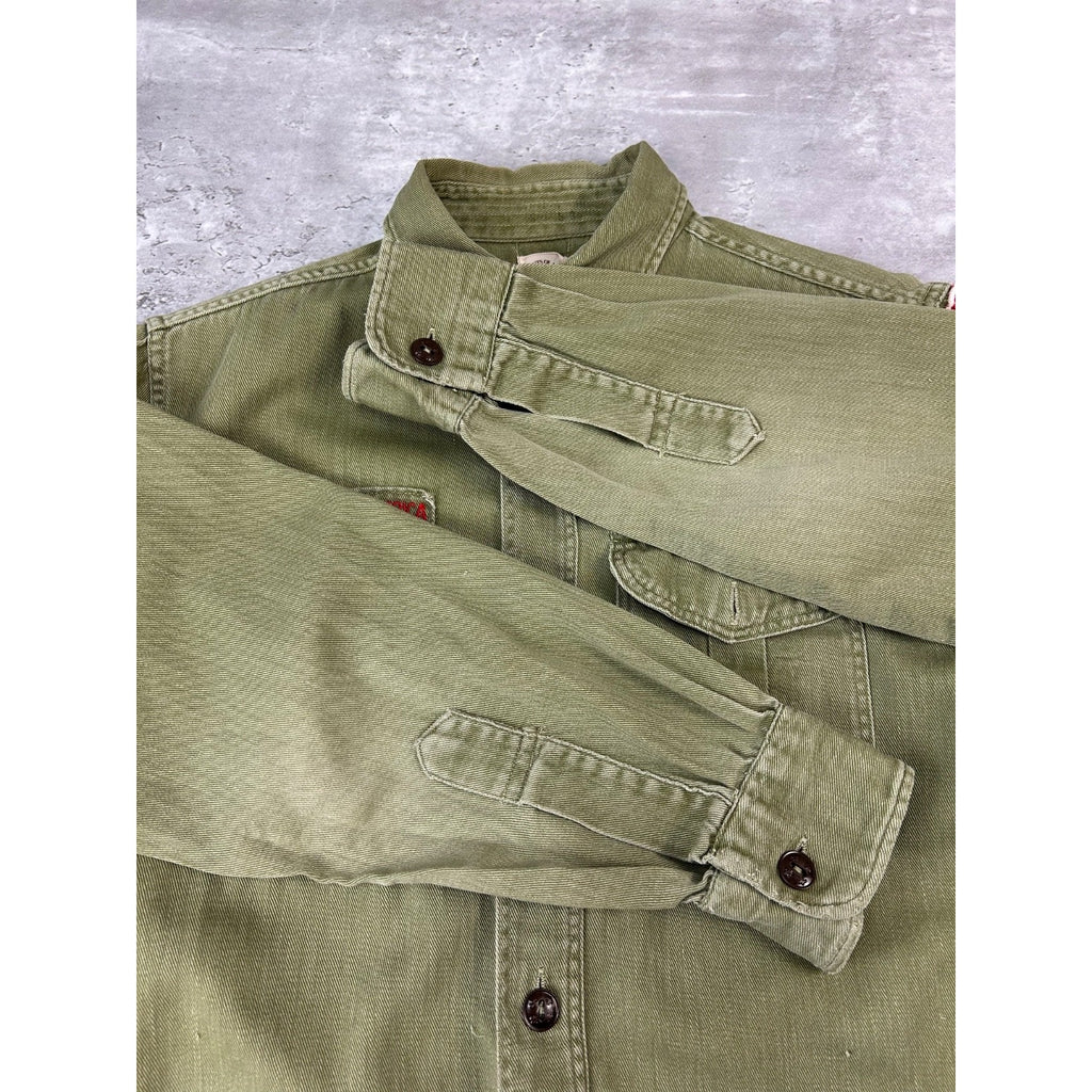 VTG 1950s Boy Scouts Of America Sanforized Patched Button Up Shirt Size Small