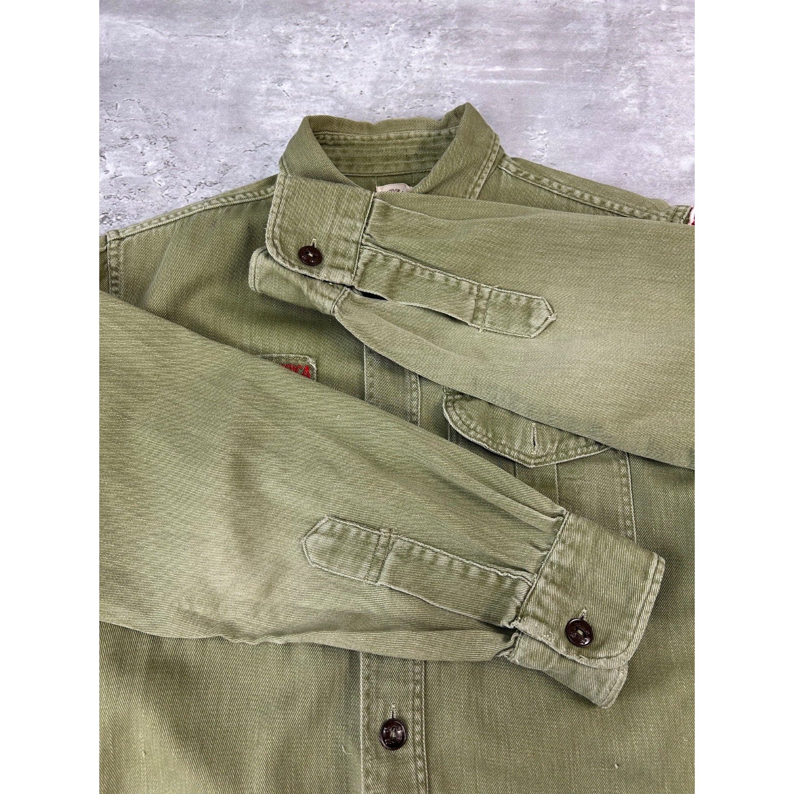 VTG 1950s Boy Scouts Of America Sanforized Patched Button Up Shirt Size Small