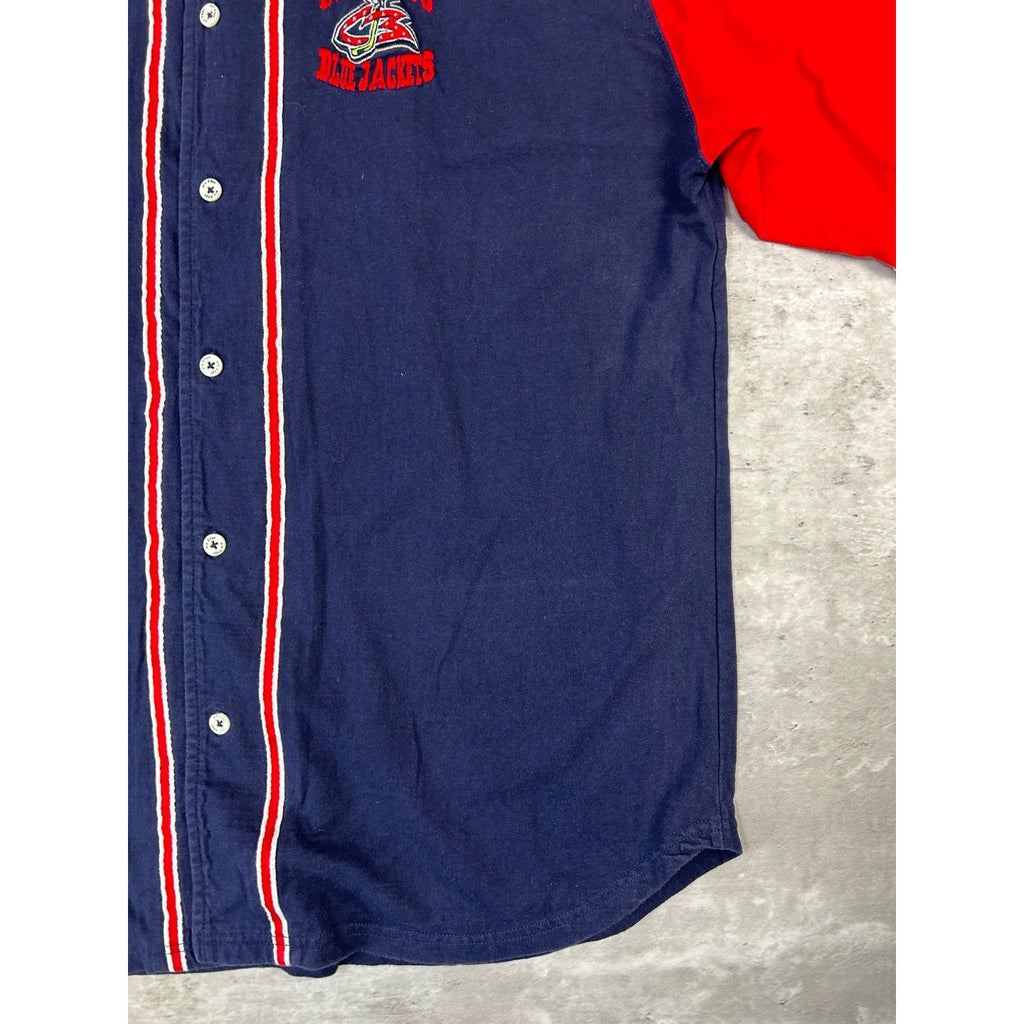 Vintage Columbus Blue Jackets NHL Embroidered Logo Baseball Jersey Size Large