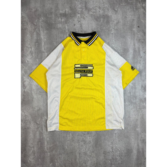 Vintage Southpole Embroidered Spellout 1/4 Button Rugby Jersey Size XL