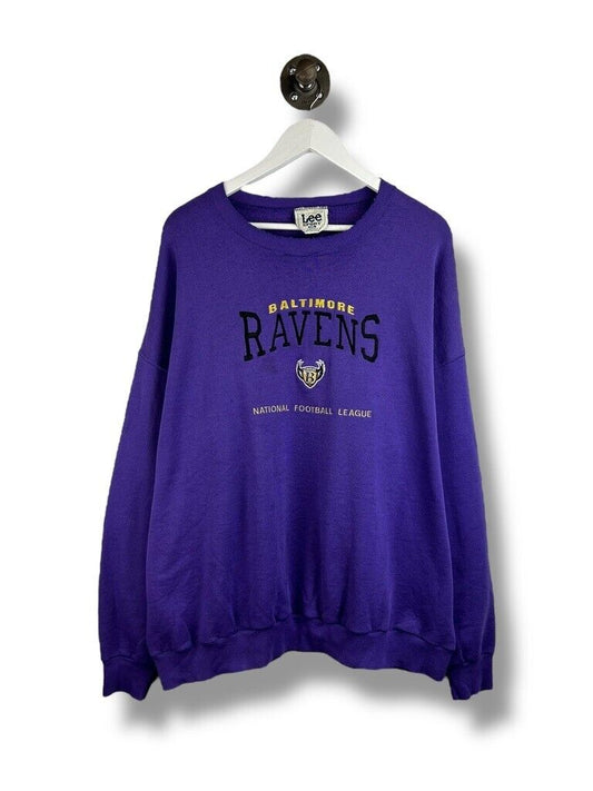 Vintage 90s Baltimore Ravens NFL Embroidered Spellout Sweatshirt Size 2XL Purple