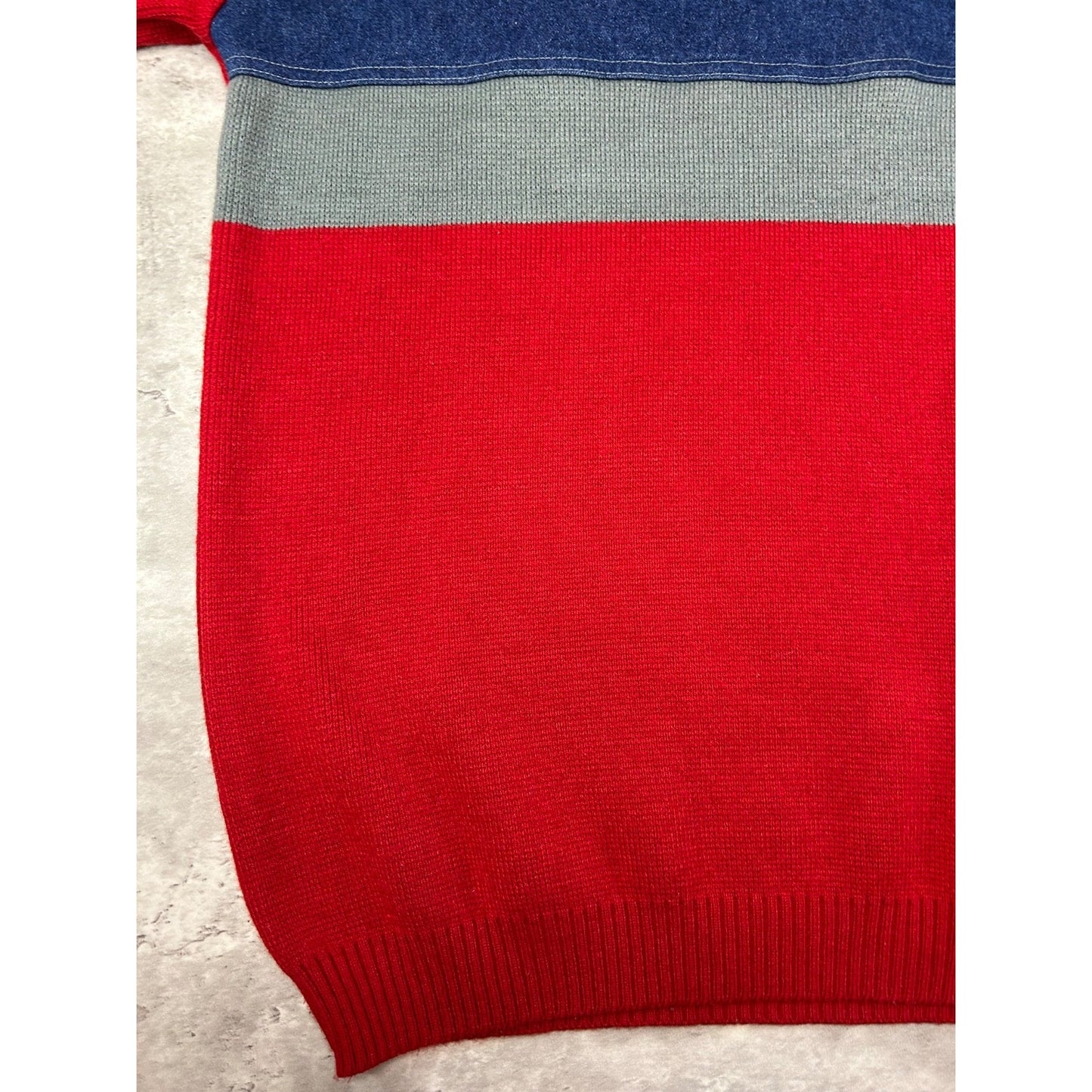 Vintage Y2K Clench Denim Company Pullover Knit Sweater Size XL Red