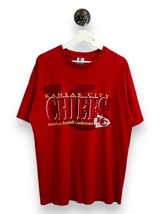 Vintage 90s Kansas City Chiefs NFL Starter Spellout Graphic T-Shirt Size Large