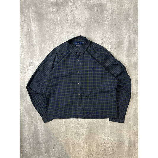 Vintage Polo Ralph Lauren Embroidered Pony Reworked Cropped Button Up Shirt XL