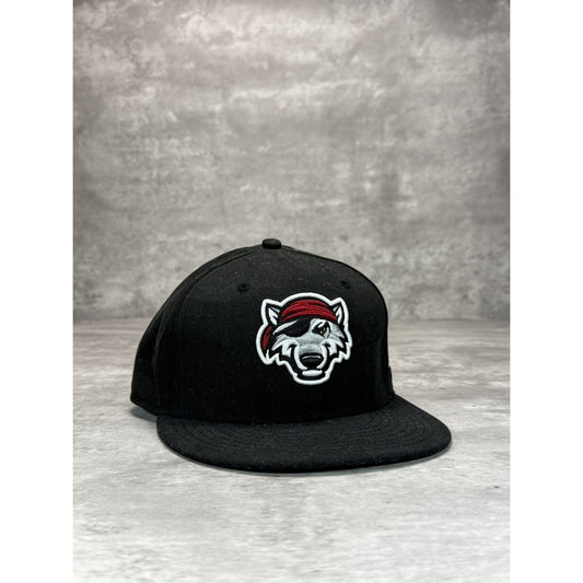 Erie Seawolves MiLB Embroidered Logo Baseball Fitted Hat OSFA Black