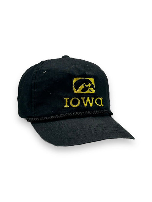 Vintage 80s/90s Iowa Hawkeyes NCAA Embroidered Logo Snapback Hat OSFA Black