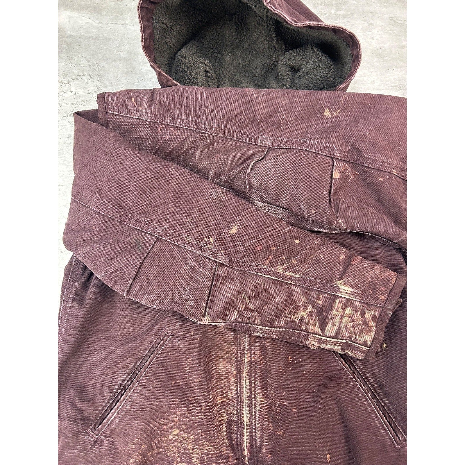 Vintage Carhartt Fleece Lined Canvas Workwear Hooded Detroit Jacket Women's Med