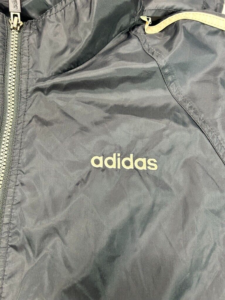 VTG 90s Adidas Embroider Spell Out Full Zip Nylon Windbreaker Jacket Size Large