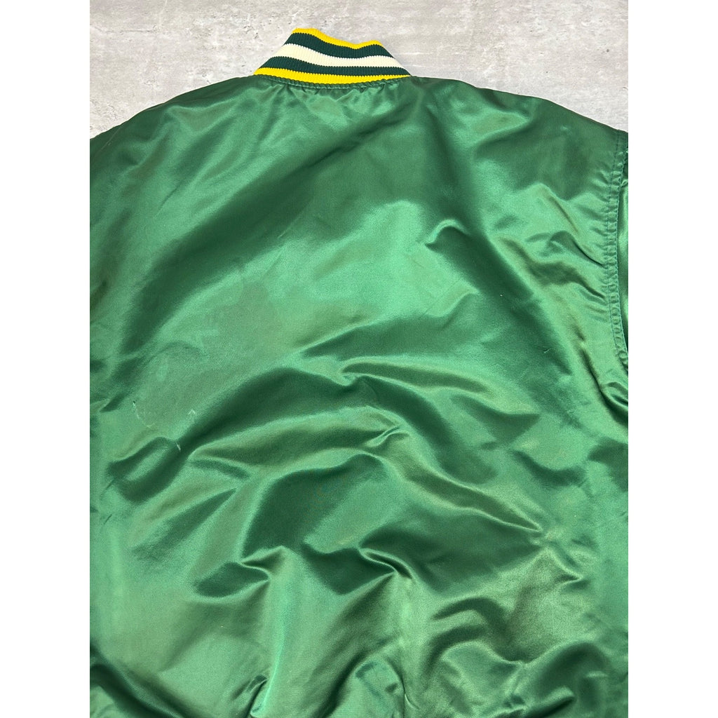 Vintage 80s Green Bay Packers NFL Starter Satin Bomber Jacket Size Large