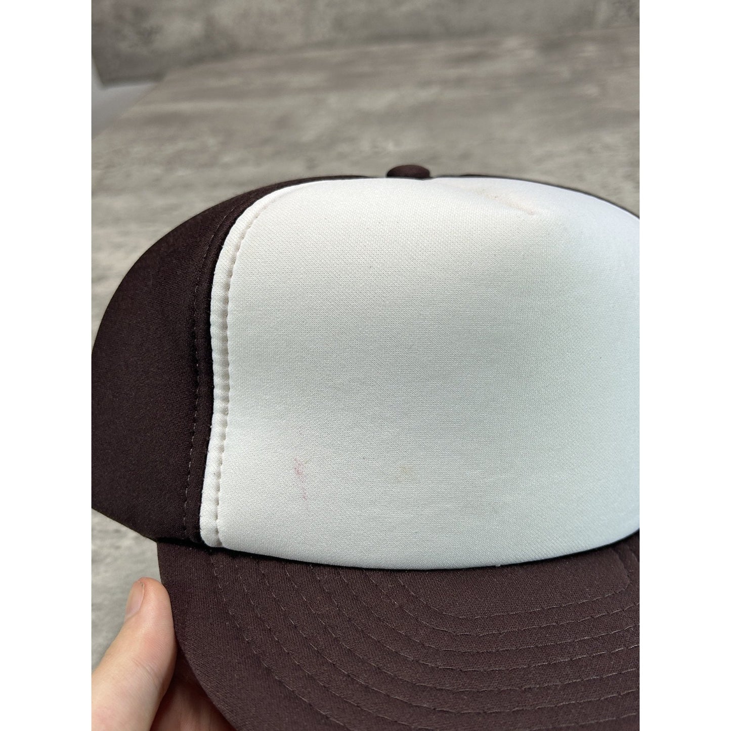 Vintage 80s/90s Classic Blank Foam Two Tone Snapback Hat OSFA White/Brown