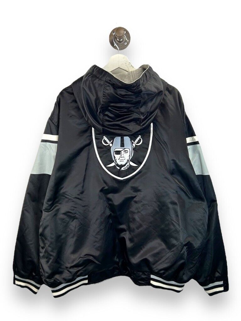 Vintage Los Angeles Raiders NFL Reversible Nylon Full Zip Jacket Size 2XL Black