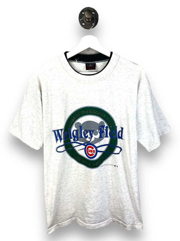 Vintage 1993 Chicago Cubs Wrigley Field MLB Graphic T-Shirt Size Large 90s Gray