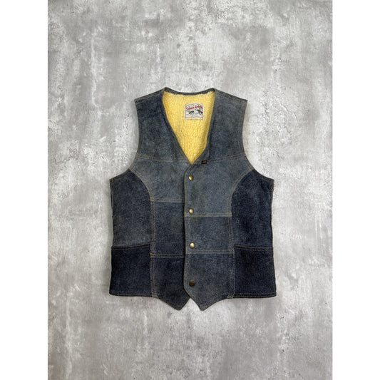 Vintage 70s/80s Lee Stormrider Patchwork Suede Sherpa Lined Vest Size Small