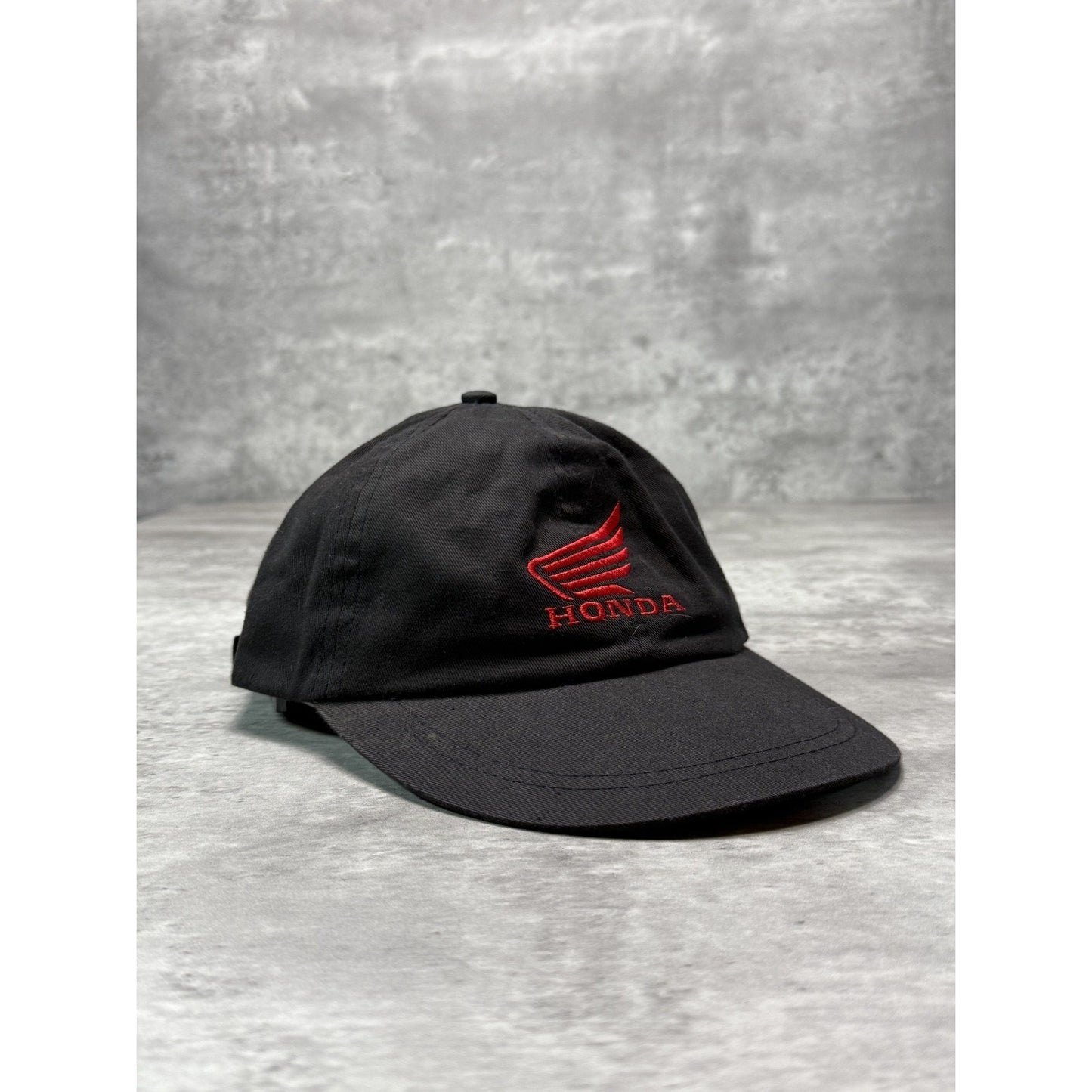 Vintage Honda HRC Embroidered Spellout Racing Strapback Hat OSFA Black