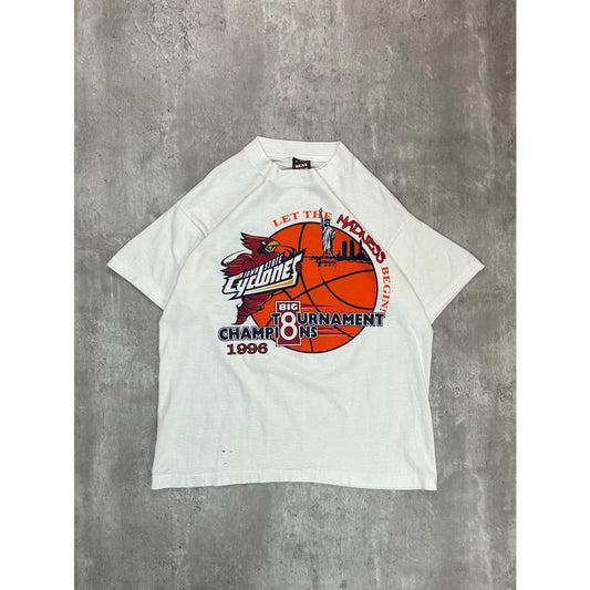 Vintage 1996 Iowa State Cyclones NCAA Big 8 Basketball Champs T-Shirt Size Large