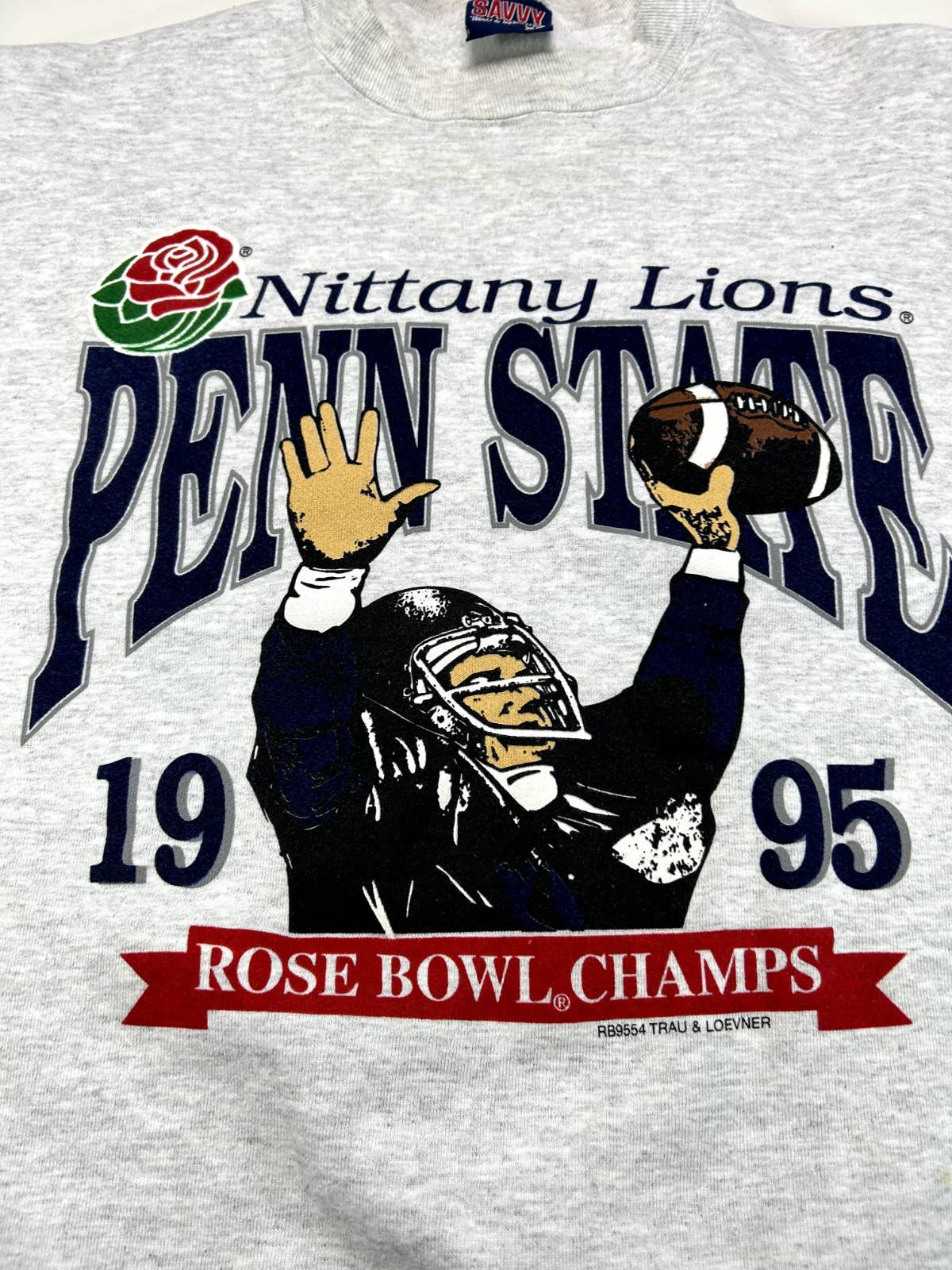 Vintage 1995 Penn State NCAA Rose Bowl Football Graphic Sweatshirt Size XL Gray