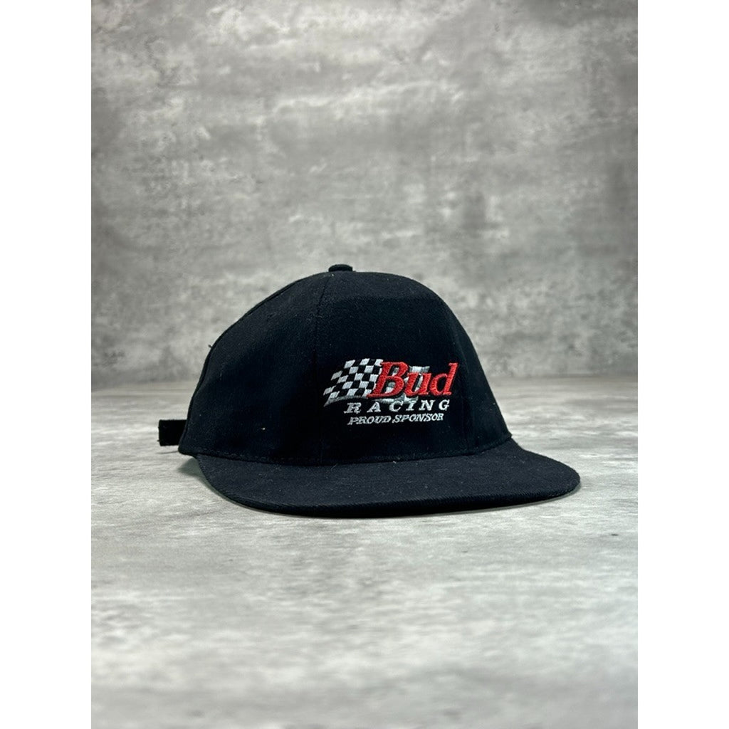 Vintage Budweiser Racing Embroidered Spellout Nascar Strapback Hat OSFA