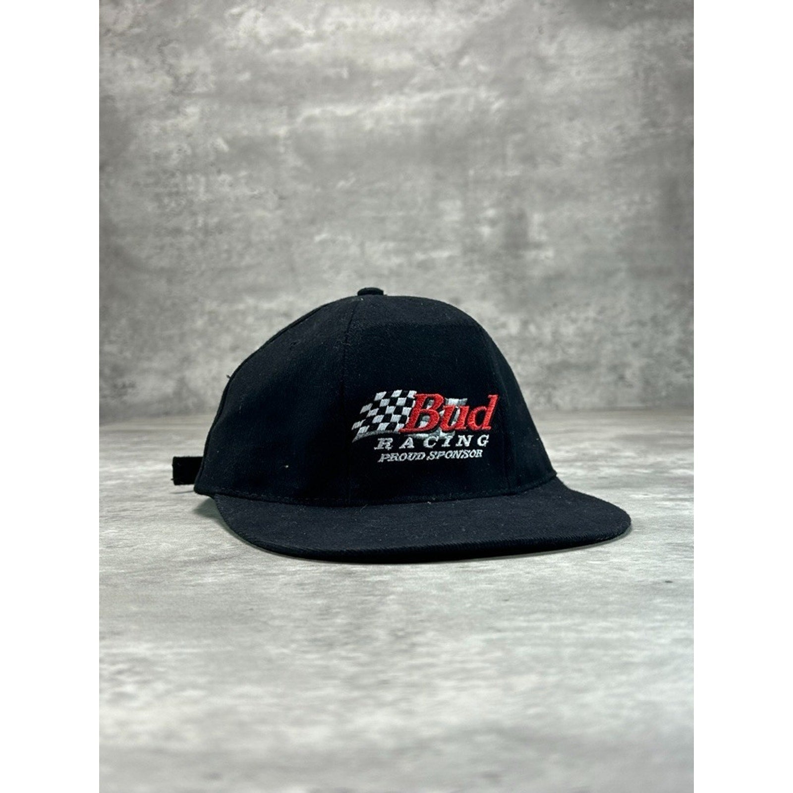 Vintage Budweiser Racing Embroidered Spellout Nascar Strapback Hat OSFA