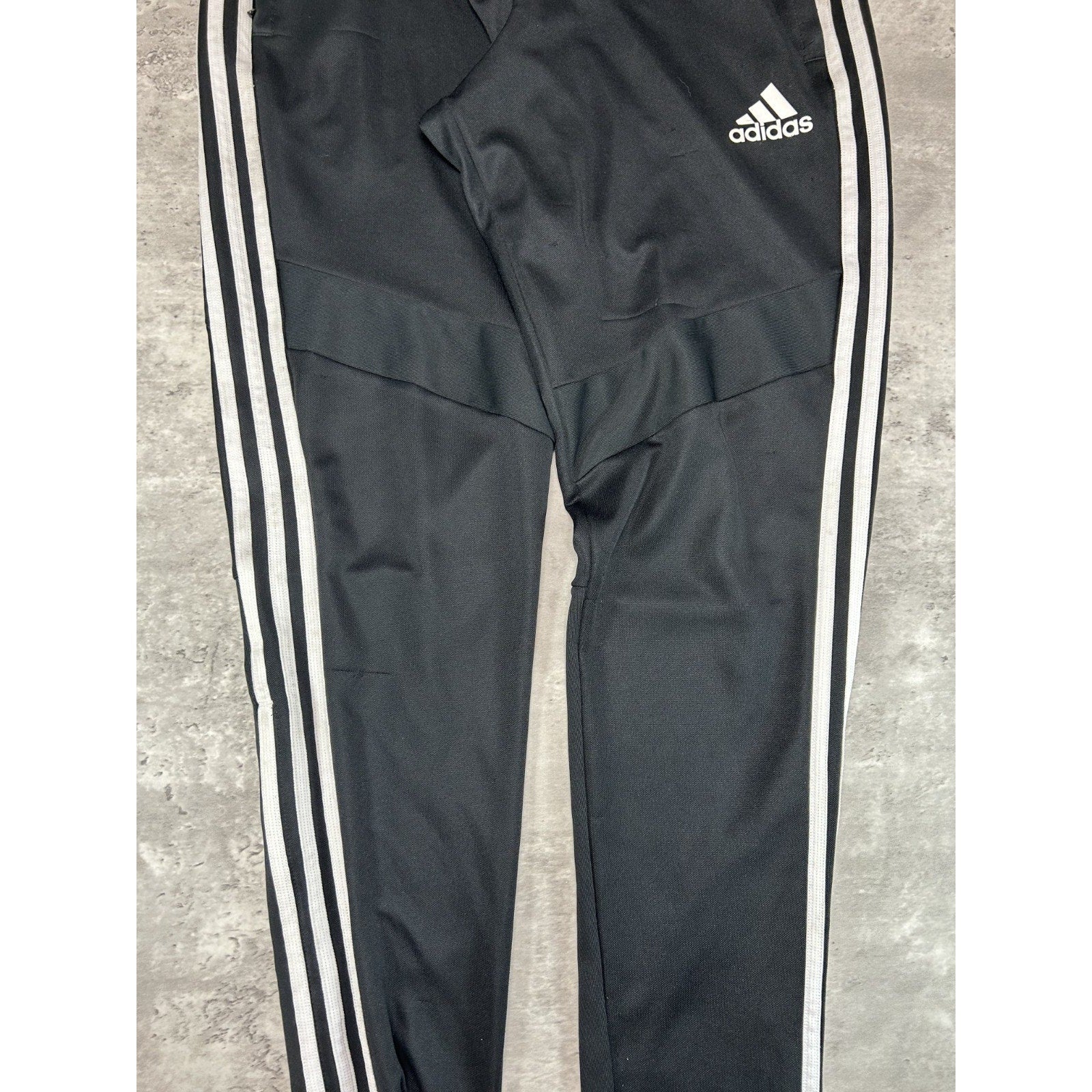 Vintage Adidas Three Stripes Embroidered Nylon Track Pants Size Medium Black
