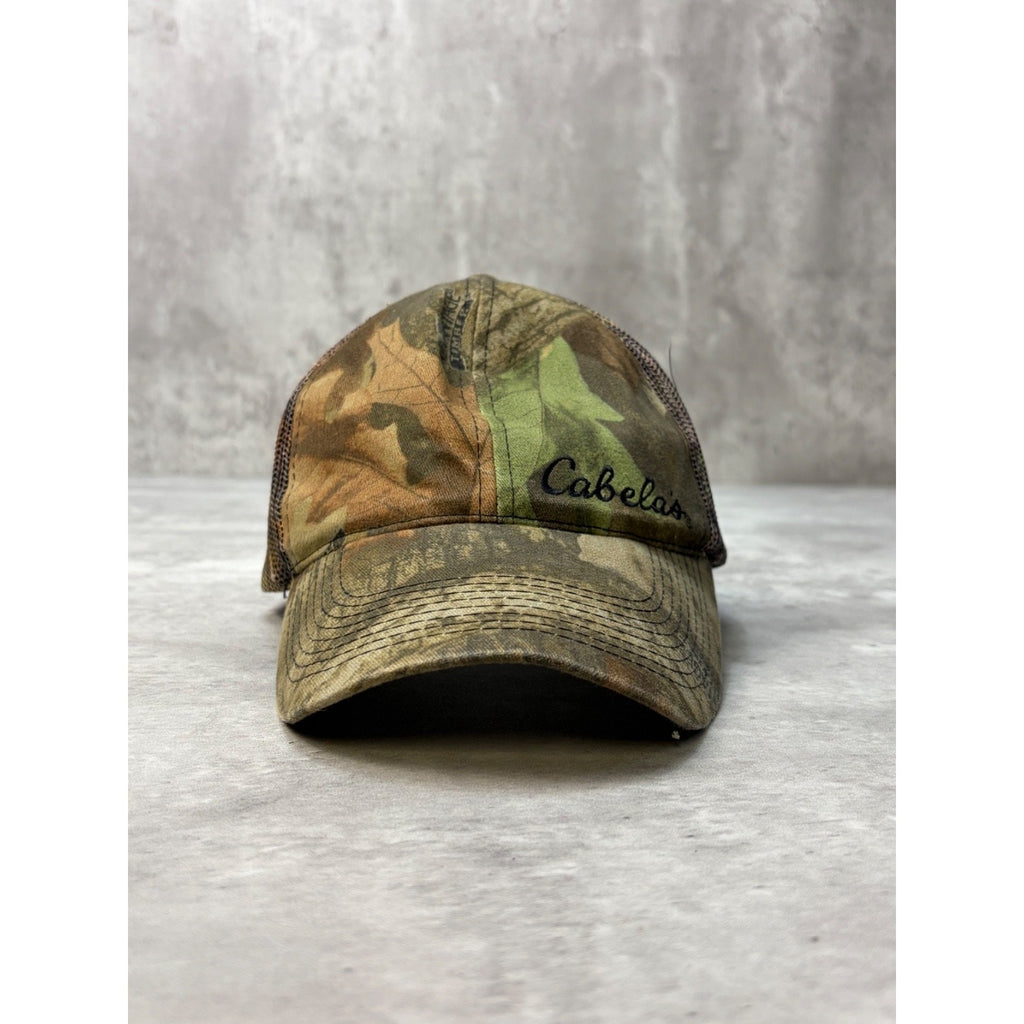 Vintage Cabelas Embroidered Advantage Timber Camo Hunting Snapback Hat OSFA