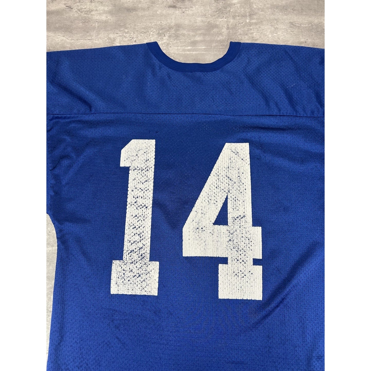 Vintage 80s/90s Russell Athletics #14 Mesh Football Jersey Size Large Blue