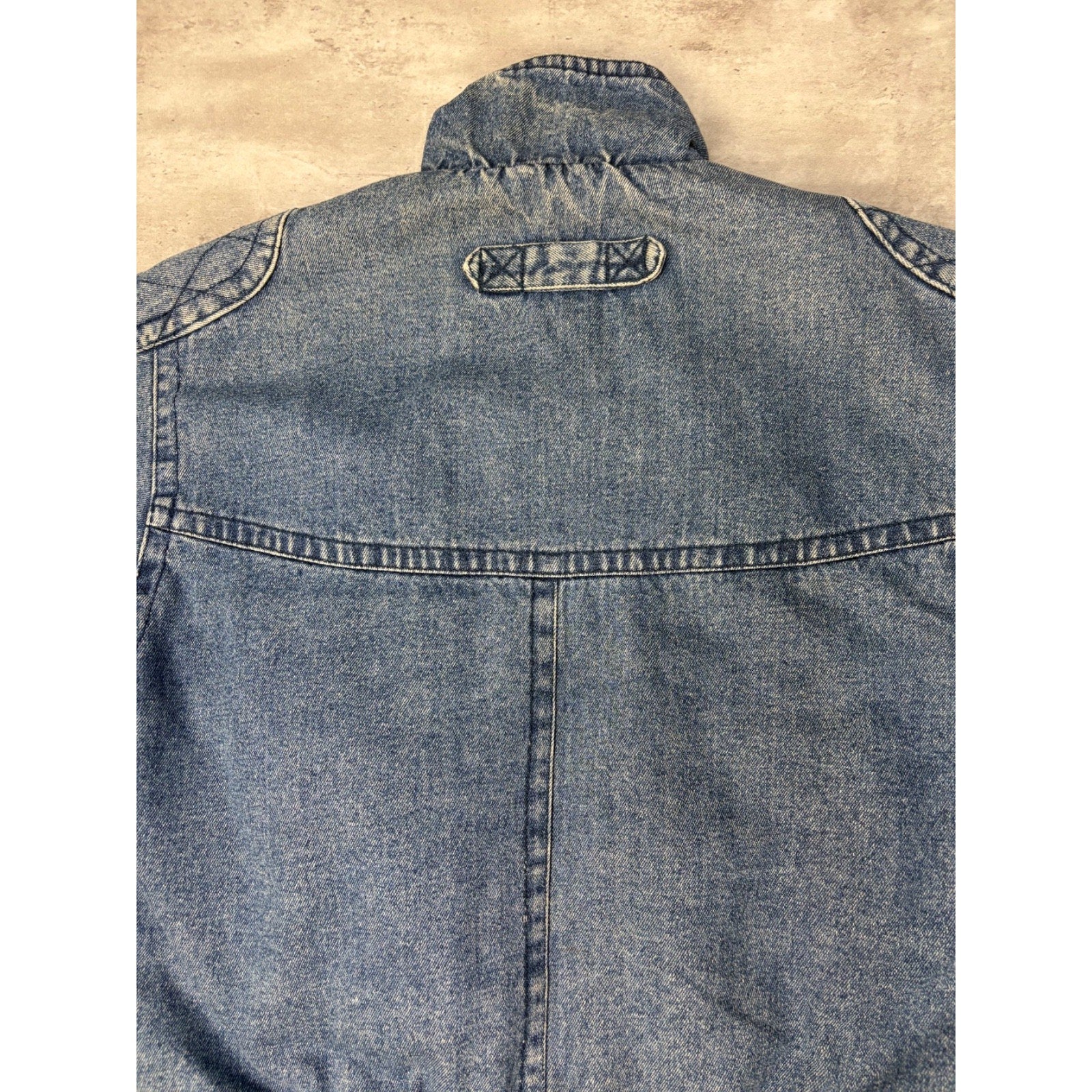 Vintage Todays News Medium Wash Denim Insulated Bomber Jacket Size Medium