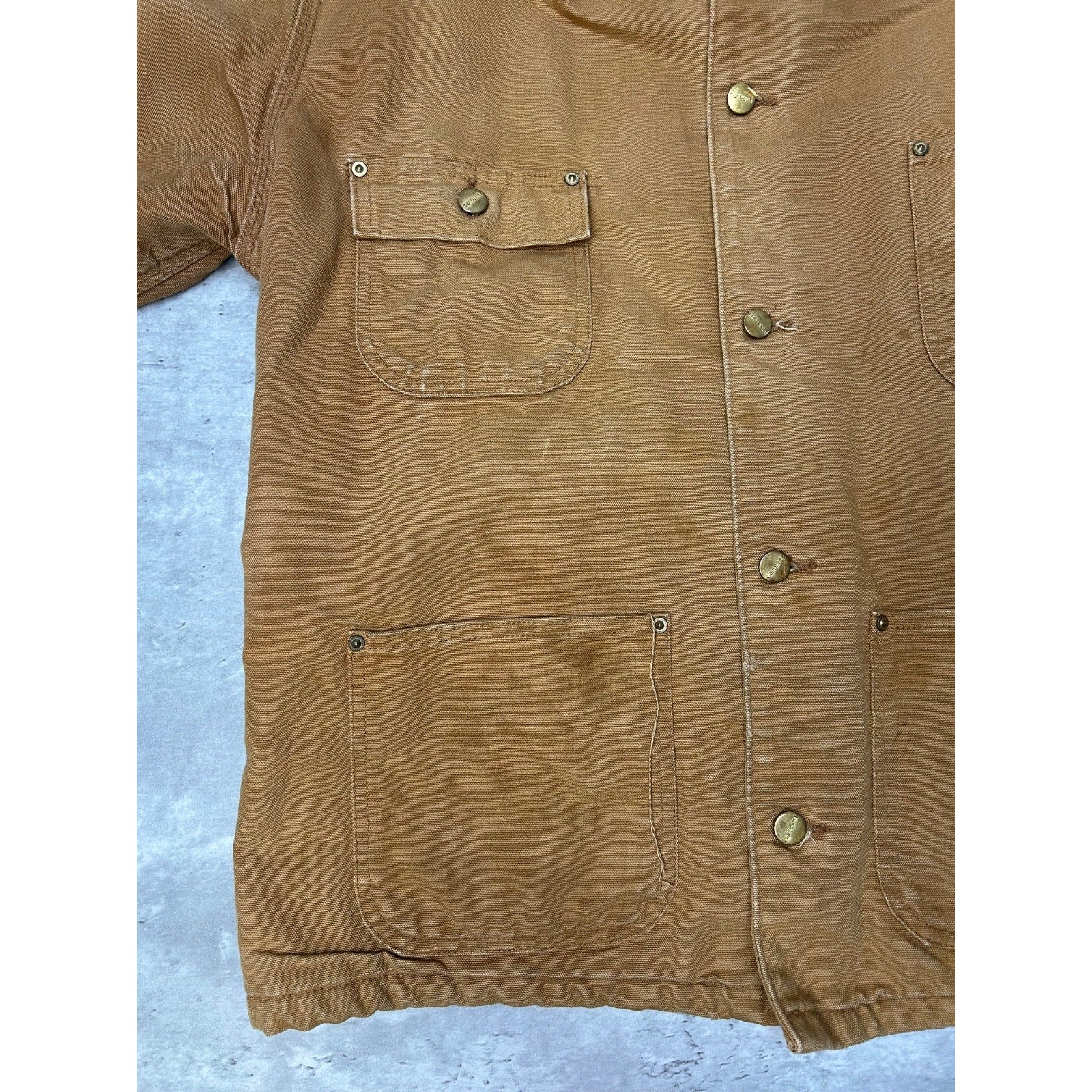 VTG 90s Carhartt Blanket Lined Canvas Workwear Chore Barn Coat Jacket Size Large