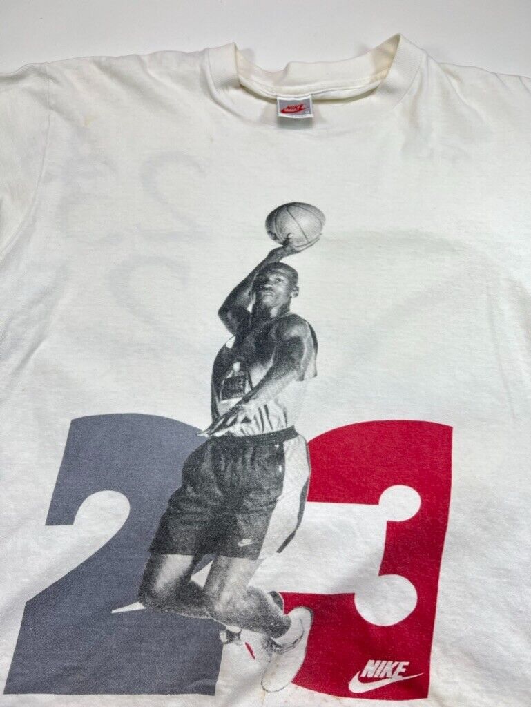 Vintage 80s/90s Nike Michael Jordan 23 Dunk Promo Graphic T-Shirt Size Medium