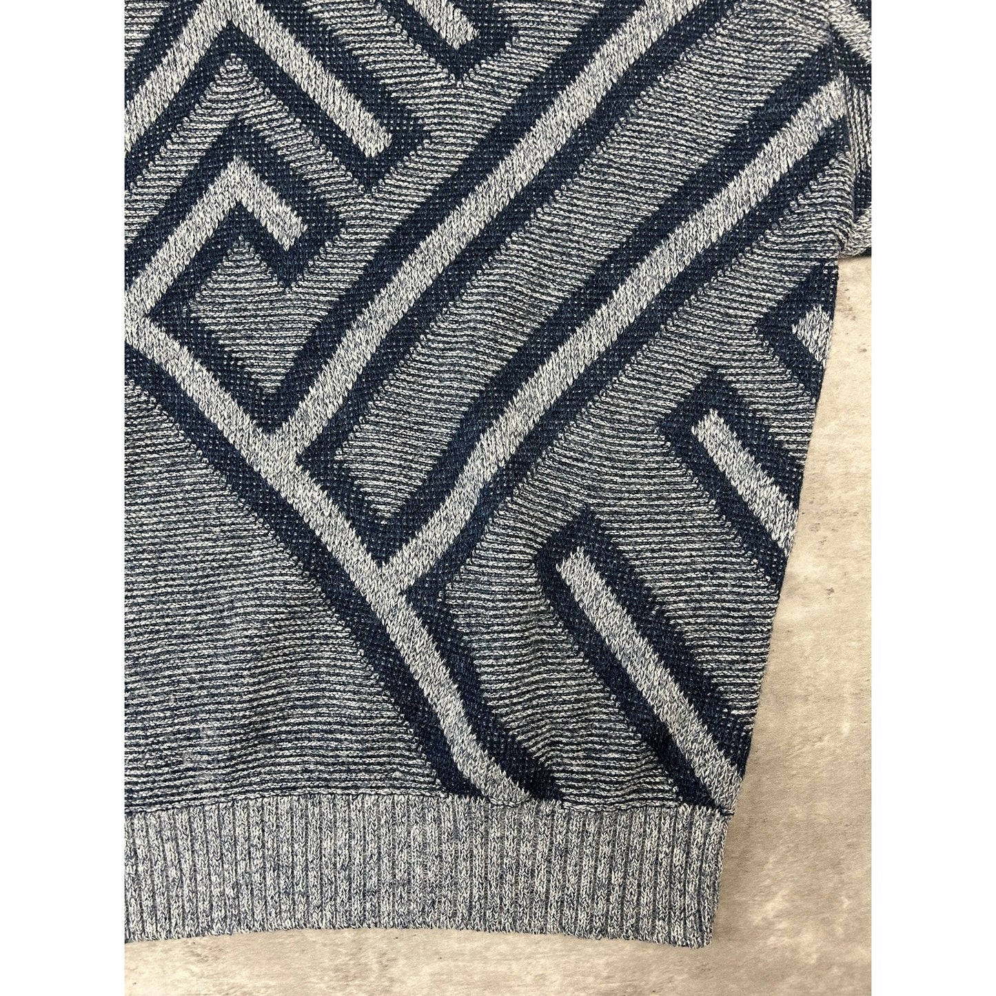 Vintage 90s Abstract Print Pullover Ribbed Knit Sweater Size Large