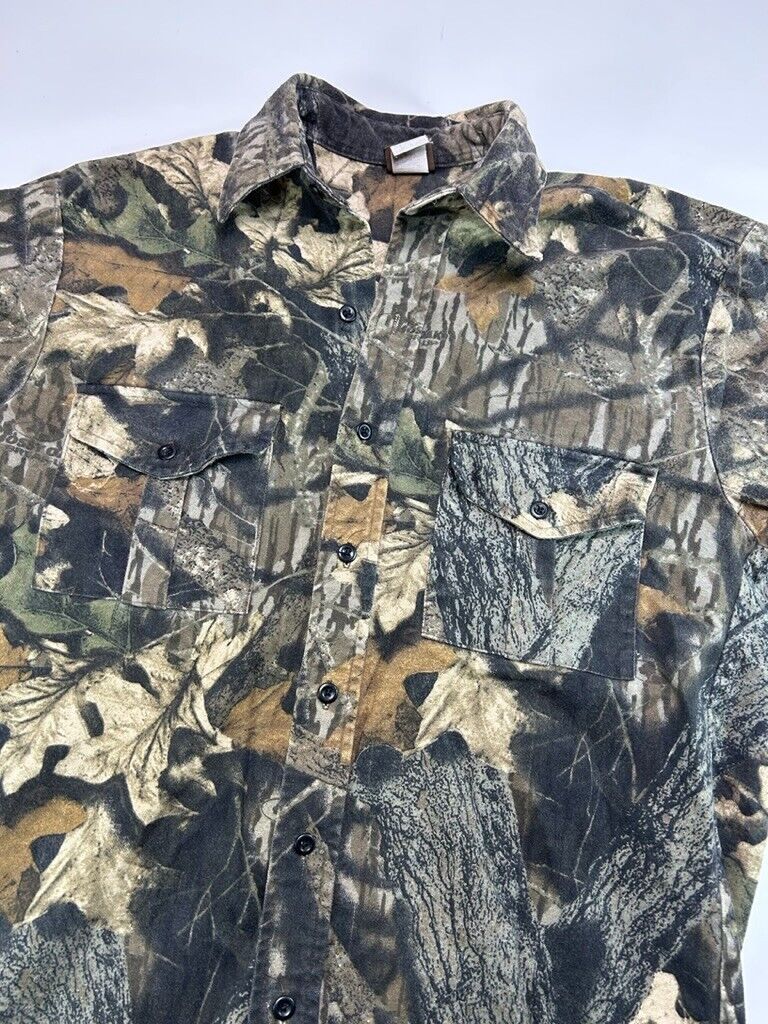 VTG Ranger Mossy Oak Breakout Camo Hunting Long Sleeve Button Up Shirt Sz Medium