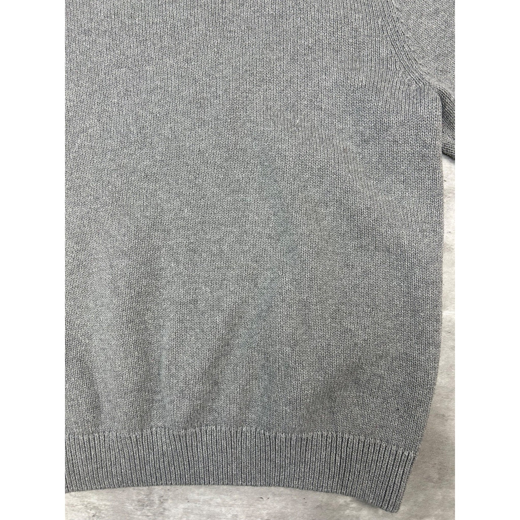 Vintage Chaps Embroidered Crest Pullover Ribbed Knit Sweater Size XL Gray