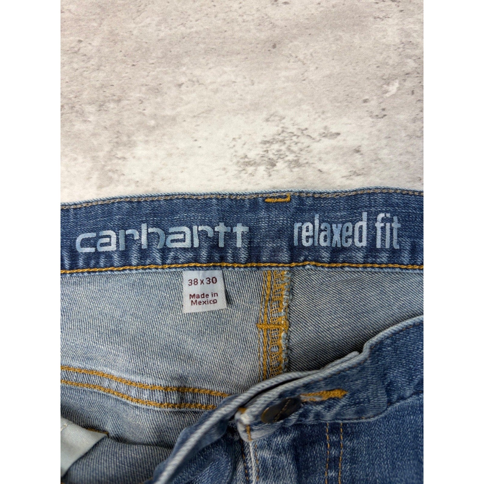 Carhartt Relaxed Fit Medium Wash Denim Workwear Pants Size 38