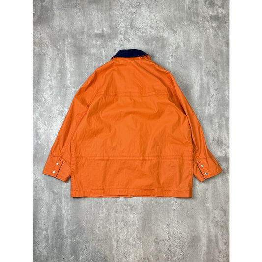 Vintage Womens Polo Ralph Lauren Firemans Clasp Long Jacket Size Large Orange
