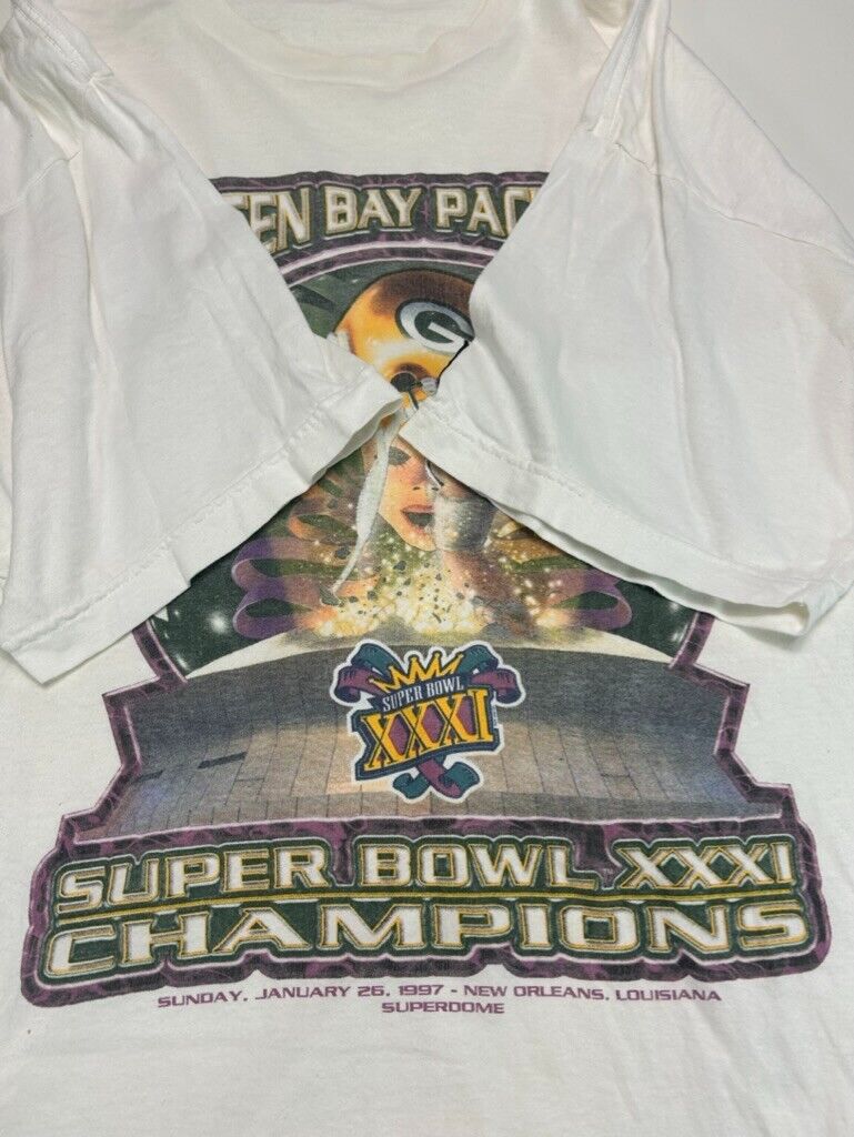 Vintage 1997 Green Bay Packers NFL Superbowl XXXI Champs Starter T-Shirt Sz 2XL