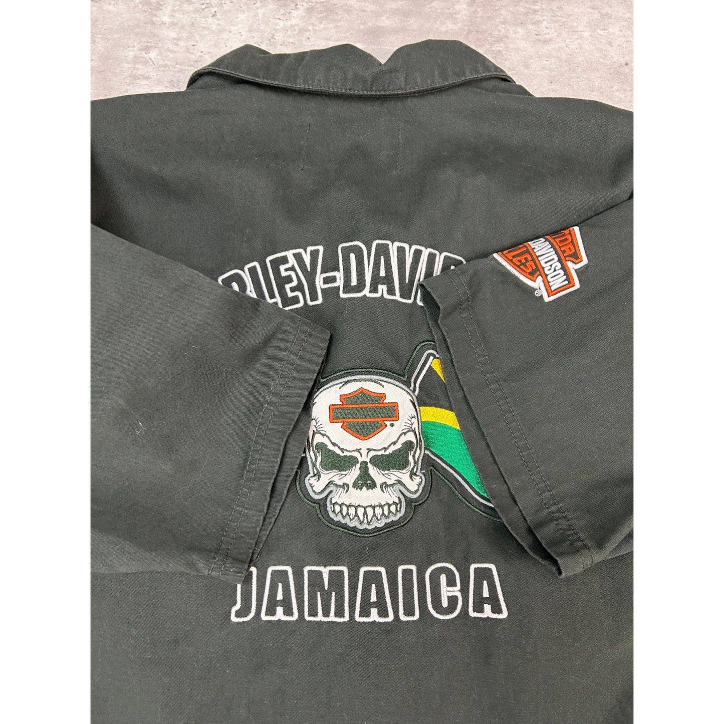 Harley Davidson Jamaica Embroidered Short Sleeve Button Up Shirt Size 2XL