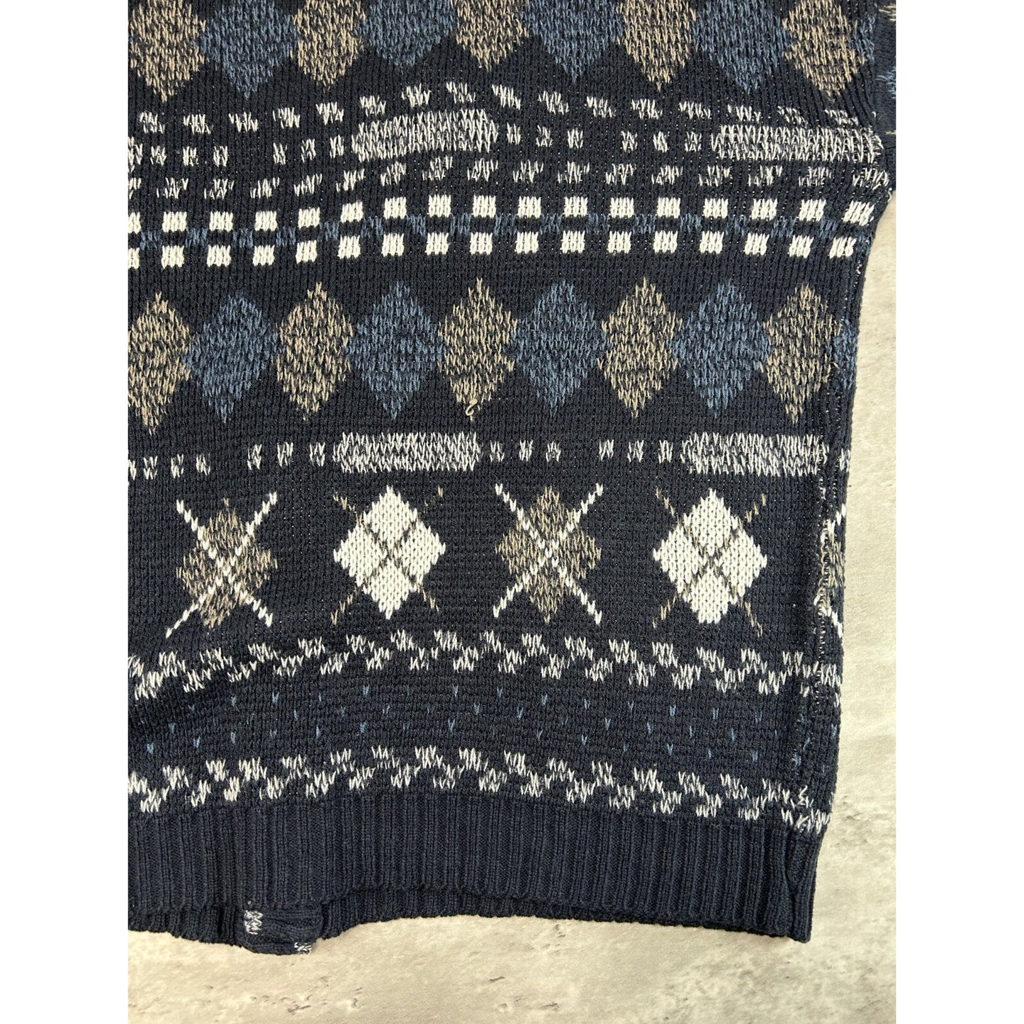Vintage City Streets Abstract Print Cardigan Knit Sweater Size XL