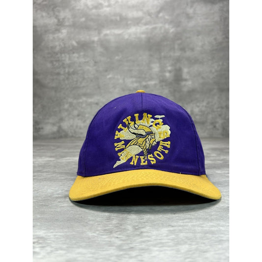 Vintage 90s Minnesota Vikings NFL Embroidered Logo Football Snapback Hat OSFA