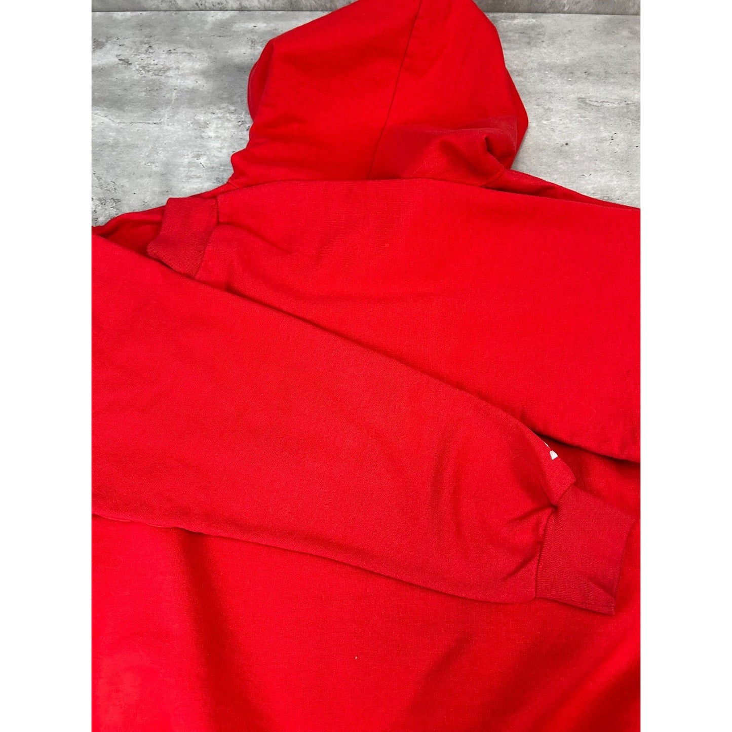 Vintage 90s Detroit Red Wings NHL Spellout Graphic Hooded Sweatshirt Size Large