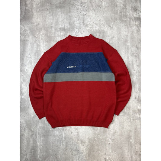 Vintage Y2K Clench Denim Company Pullover Knit Sweater Size XL Red