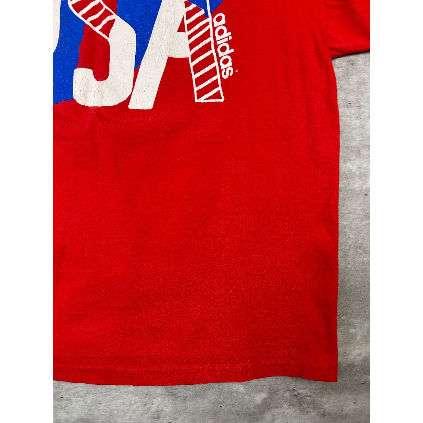 Vintage 80s Team USA Olympics Adidas Graphic T-Shirt Size Large Red