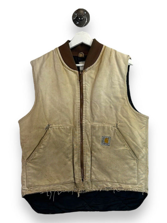 Vintage Carhartt Quilted Lined Canvas Workwear Vest Jacket Size Medium