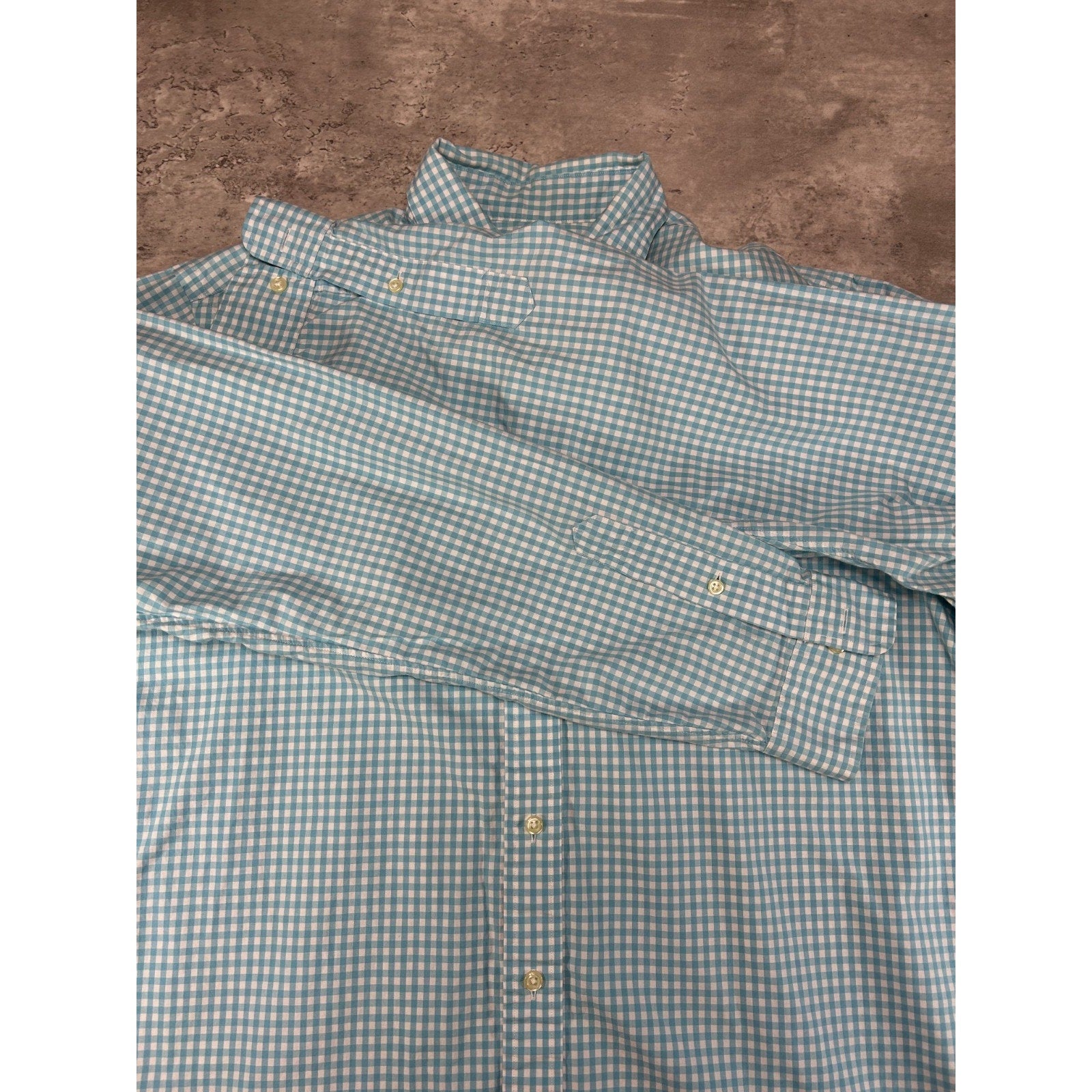 Polo Ralph Lauren Plaid Print Long Sleeve Button Up Shirt Size Large Blue/White
