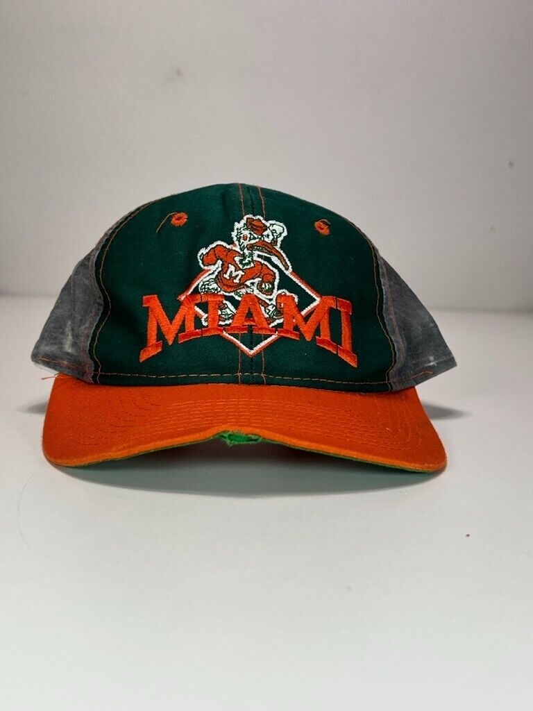 Vintage 90s University Of Miami Hurricanes NCAA The Game Snapback Hat OSFA