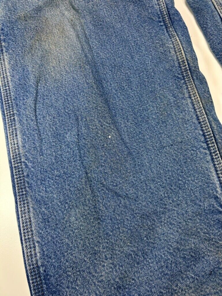 Vintage Carhartt Fleece Lined Dungaree Fit Light Wash Denim Workwear Pants Sz 37