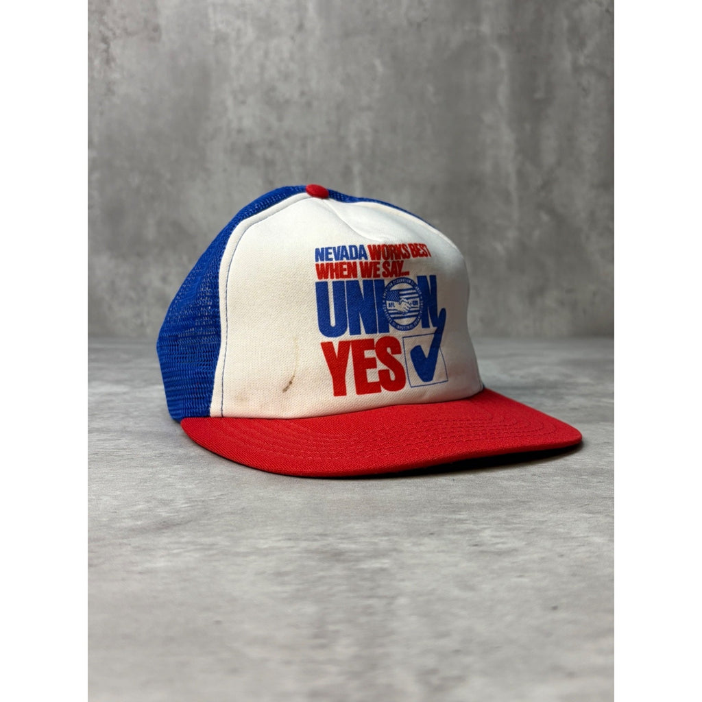 Vintage Nevada Works Best When We Say Union Yes Trucker Snapback Hat OSFA