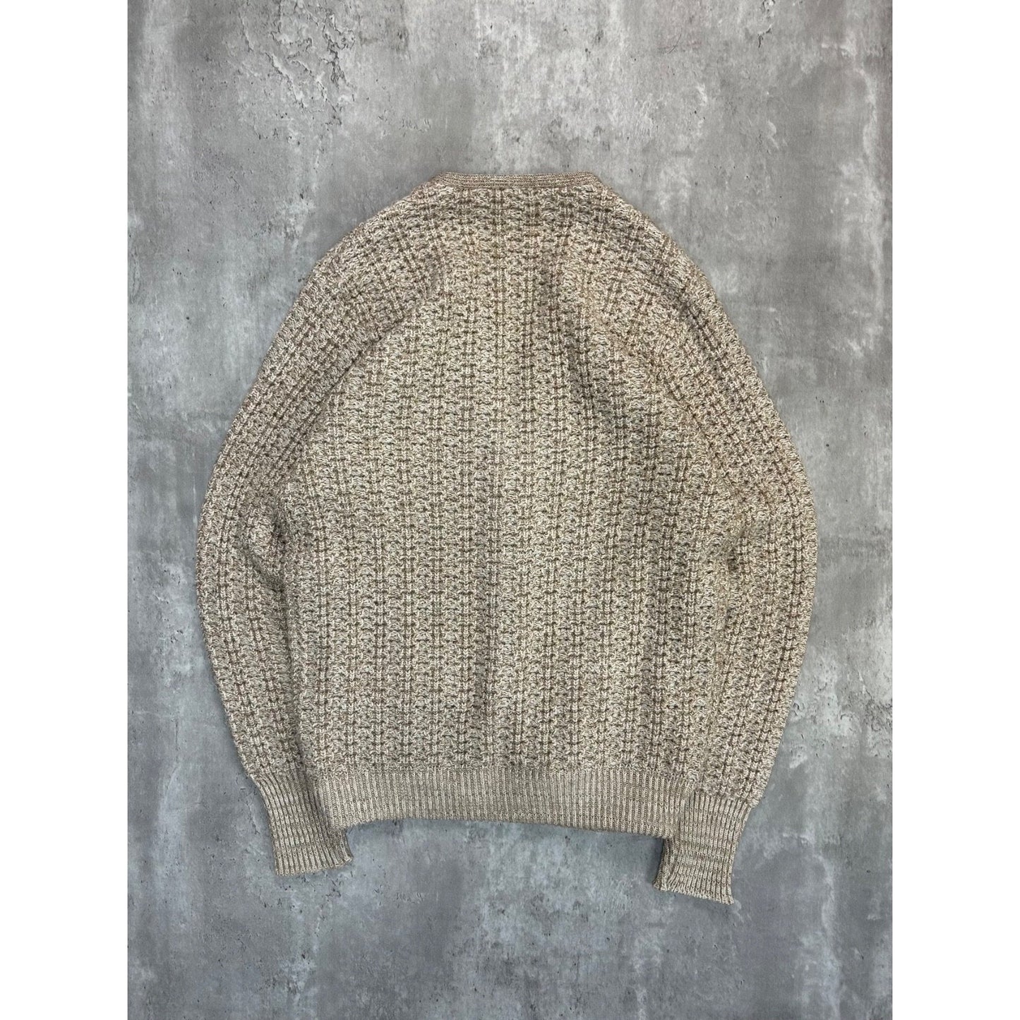 Vintage 80s/90s 3/4 Button Textured Knit Cardigan Sweater Size Large Beige