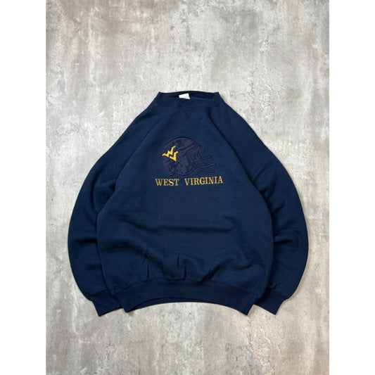 Vintage 90s West Virginia Mountaineers NCAA Embroidered Helmet Sweatshirt Medium